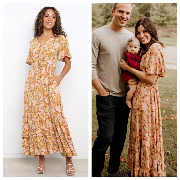 Petal & Pup Dresses & Skirts - Petal & Pup Hyram Floral Tiered Flutter Sleeve Maxi Dress